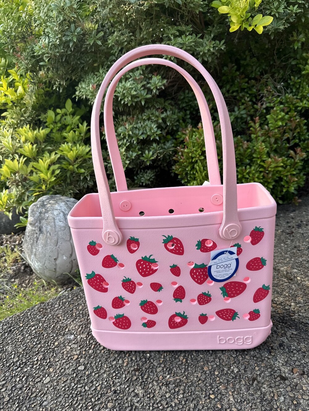 15" BOGG BAG Pink Strawberry Print Tote